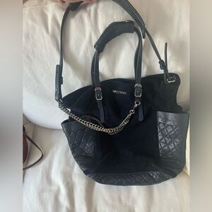Jimmy Choo navy suede rocker bag